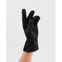 Чорні замшеві комбіновані рукавички на хутрі