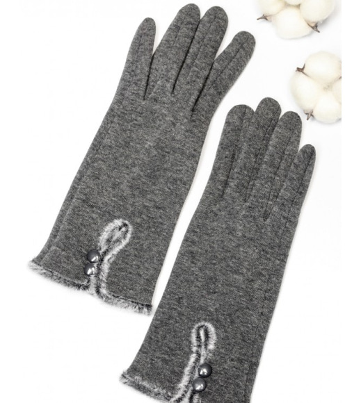 Темно-сірі рукавички на хутрі з виточкою