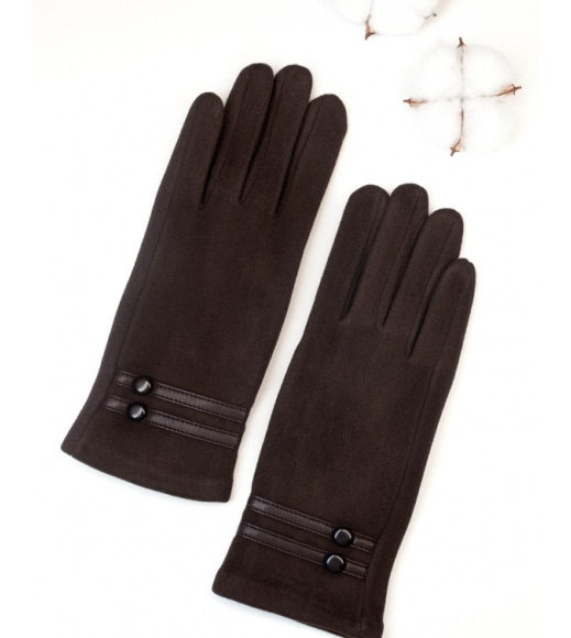 Коричневые перчатки с вставками на манжетах