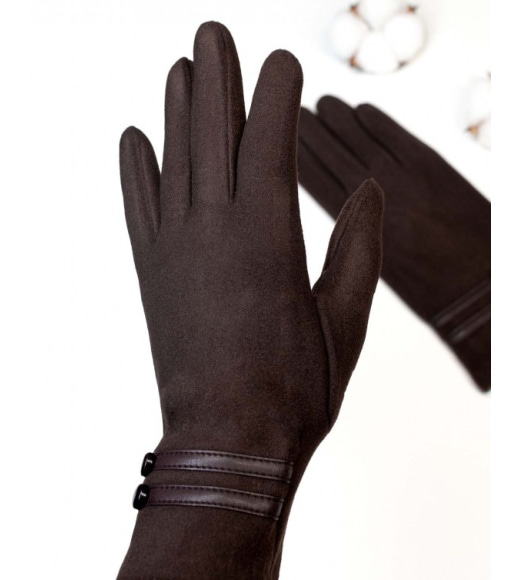 Коричневі рукавички із вставками на манжетах.