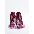 Бордовые перчатки из эко-кожи с меховыми манжетами