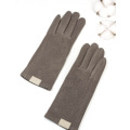 Светло-коричневые однотонные перчатки из кашемира