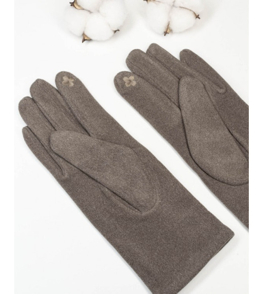 Світло-коричневі однотонні рукавички із кашеміру