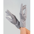 Сірі однотонні рукавички з еко-замші на хутрі