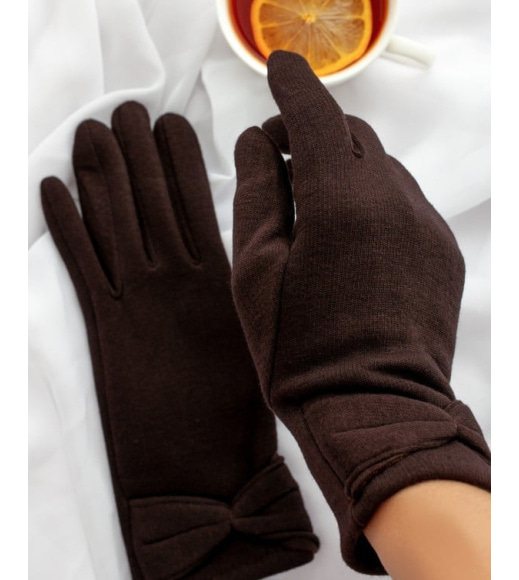 Темно-коричневі рукавички на хутрі