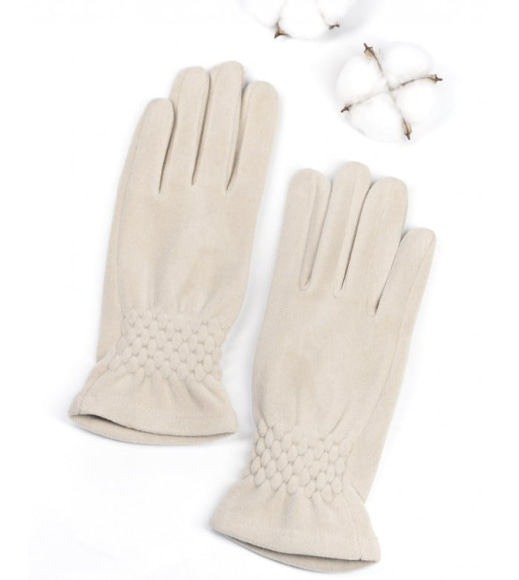Светло-бежевые кашемировые перчатки с жаткой