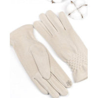 Світло-бежеві кашемірові рукавички з жниваркою