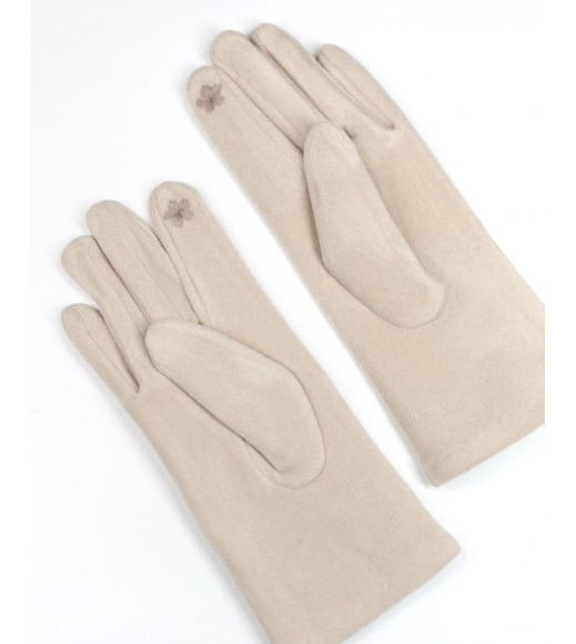 Світло-бежеві кашемірові рукавички із вставкою