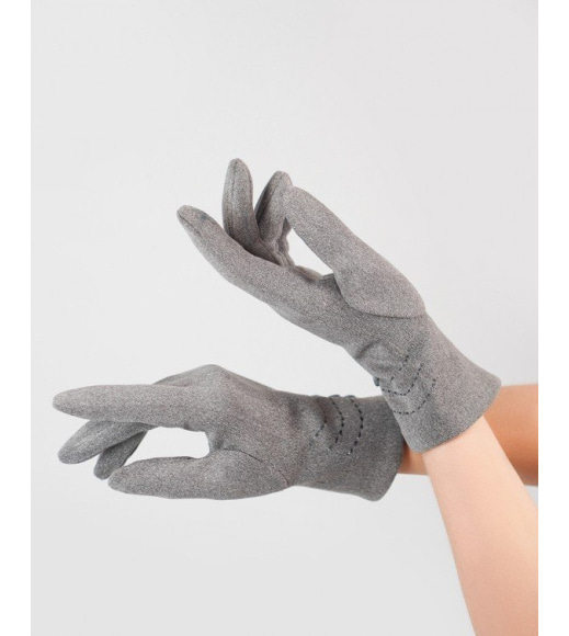 Утепленные серые перчатки из эко-замши