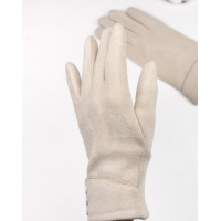 Светло-бежевые утепленные перчатки с пуговицами на манжетах
