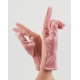 Рожеві замшеві комбіновані рукавички на хутрі