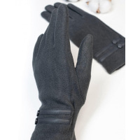 Серые перчатки с вставками на манжетах