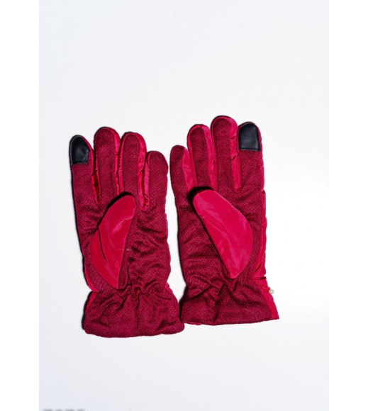 Красные теплые перчатки с антискользящим покрытием и декорированными манжетами