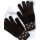 Темно-коричневые шерстяные перчатки со стразами на манжетах