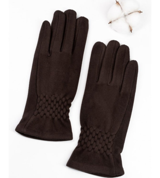 Коричневі кашемірові рукавички з жниваркою