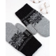 Чорно-сірі вовняні рукавиці зі сніжинкою