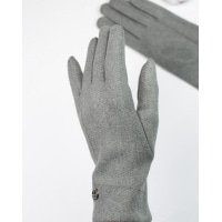 Светло-серые кашемировые перчатки с вставкой