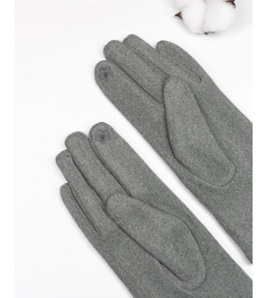 Світло-сірі кашемірові рукавички із вставкою