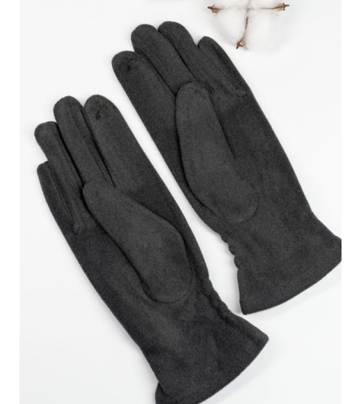 Сірі кашемірові рукавички з жниваркою