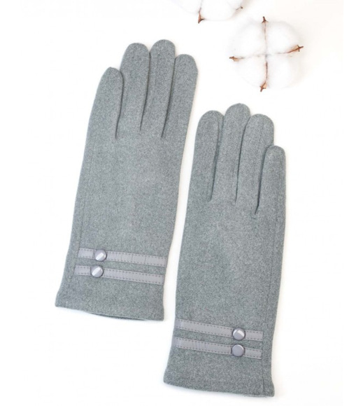 Светло-серые перчатки с вставками на манжетах