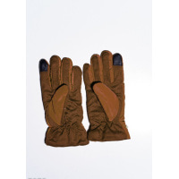 Коричневые теплые перчатки с антискользящим покрытием и декорированными манжетами
