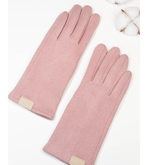 Розовые однотонные перчатки из кашемира