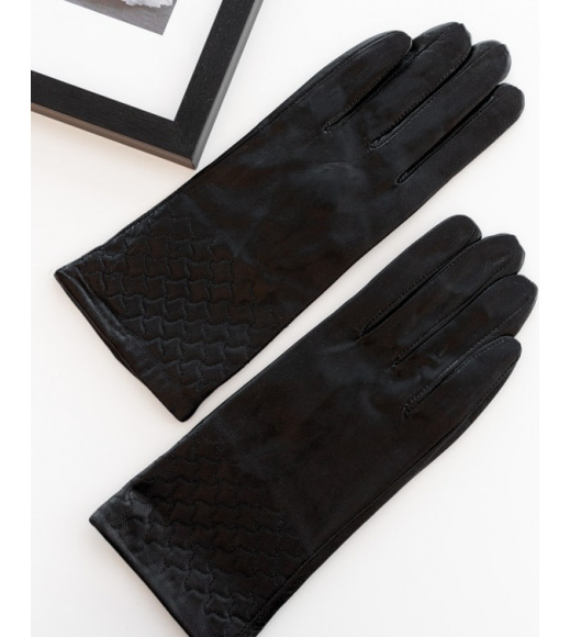 Чорні рукавички із еко-шкіри