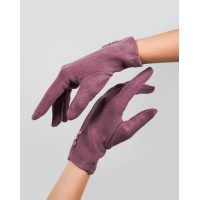 Сиреневые утепленные перчатки из эко-замши
