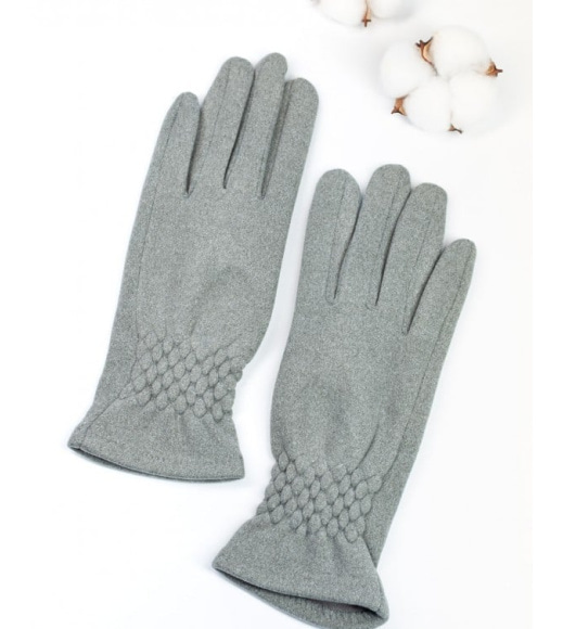 Светло-серые кашемировые перчатки с жаткой