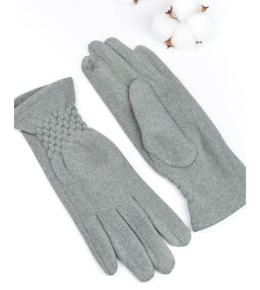 Світло-сірі кашемірові рукавички з жниваркою