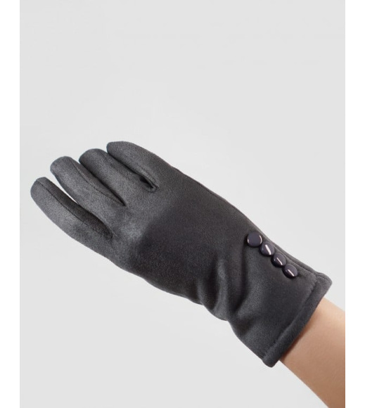 Темно-сірі утеплені рукавички з еко-замші