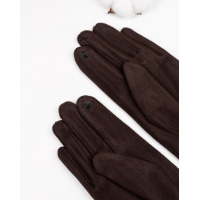 Коричневі кашемірові рукавички із вставкою