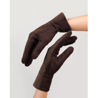 Коричневі замшеві теплі рукавички з фактурною вставкою