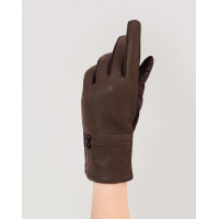 Коричневые замшевые теплые перчатки с фактурной вставкой