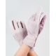 Сиреневые комбинированные перчатки с фактурной вставкой