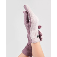 Сиреневые комбинированные перчатки с фактурной вставкой