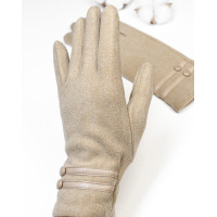 Бежевые перчатки с вставками на манжетах