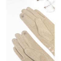 Бежевые перчатки с вставками на манжетах