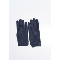 Серые тонкие флисовые перчатки с кружевом и бантом на манжете