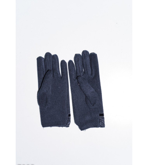 Сірі тонкі флісові рукавички з мереживом і бантом на манжеті