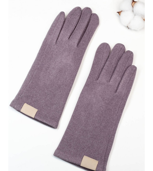Сиреневые однотонные перчатки из кашемира