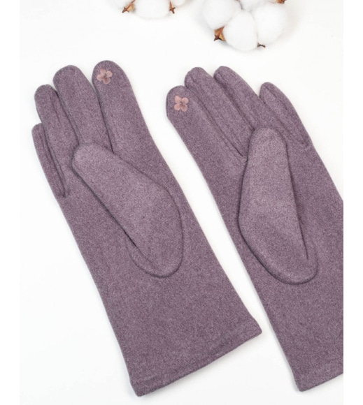 Сиреневые однотонные перчатки из кашемира
