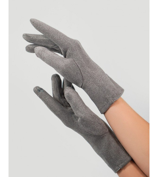 Сірі утеплені рукавички з еко-замші