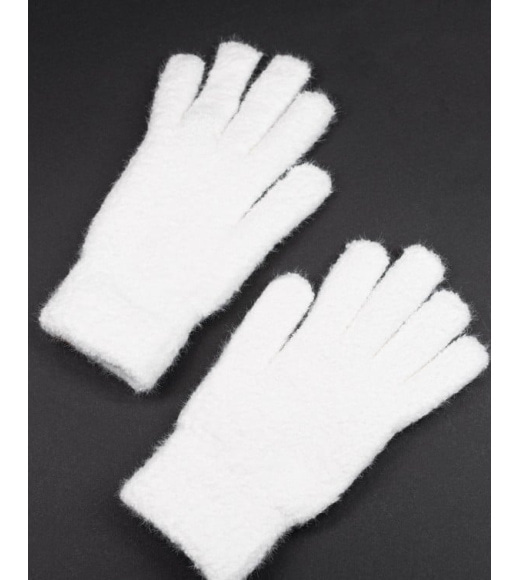 Білі однотонні теплі рукавички