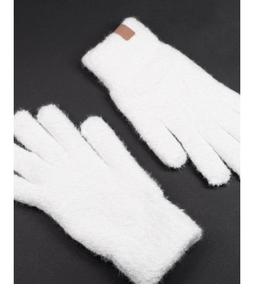 Білі однотонні теплі рукавички