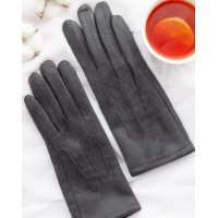 Темно-серые перчатки из эко-замши на меху