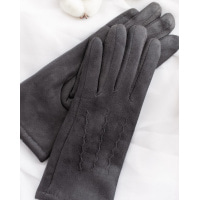 Темно-серые перчатки из эко-замши на меху
