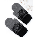 Чорні з темно-сірим вовняними рукавичками зі сніжинкою