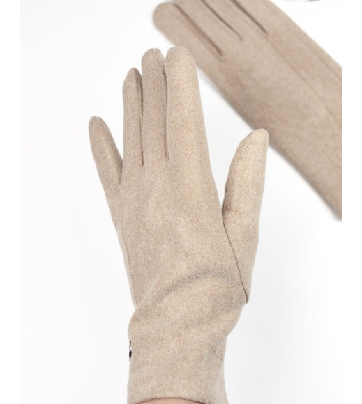 Бежеві кашемірові рукавички із вставкою