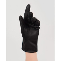 Черные замшевые теплые перчатки с фактурной вставкой